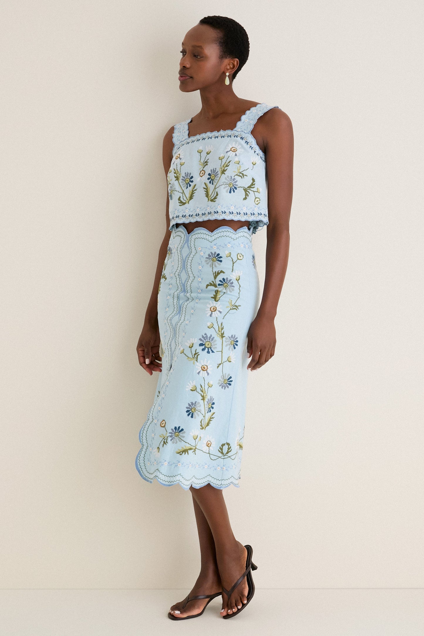 Blue Audra Embroidery Skirt