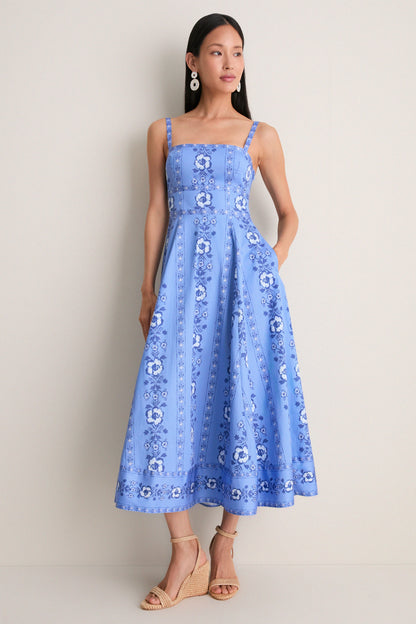 Arcadia Border Blue Margot Dress