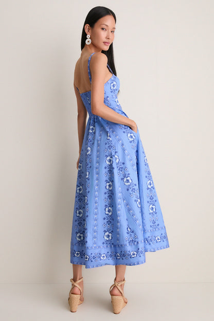 Arcadia Border Blue Margot Dress