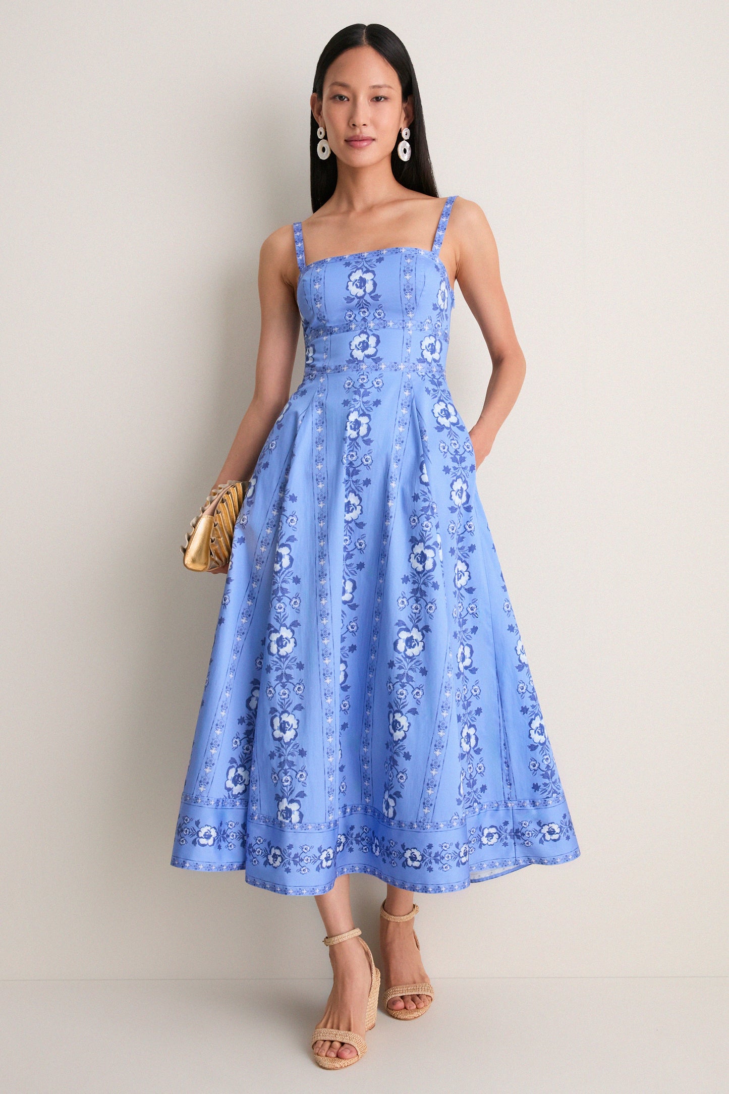 Arcadia Border Blue Margot Dress