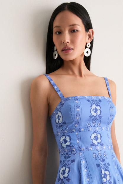 Arcadia Border Blue Margot Dress