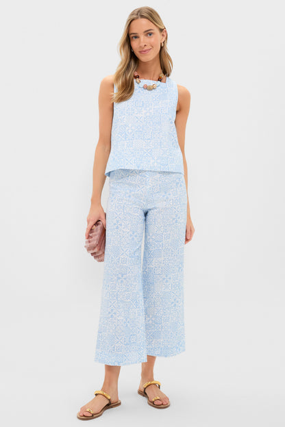 Blue Checkerboard Shift Top