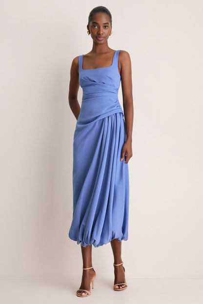 Bluebell Faille Scoop Neck Bubble Dress