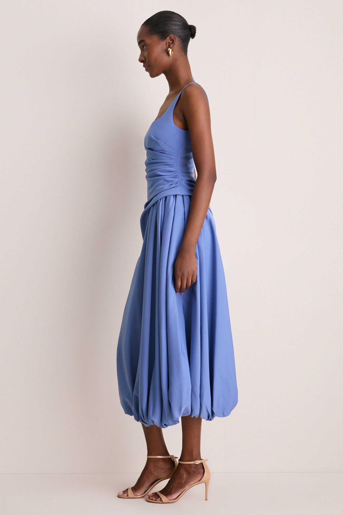 Bluebell Faille Scoop Neck Bubble Dress