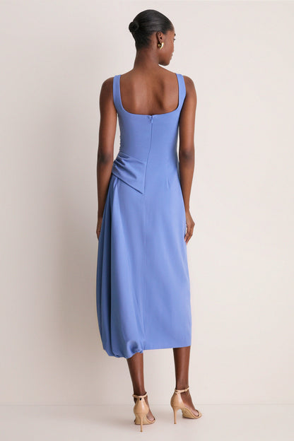 Bluebell Faille Scoop Neck Bubble Dress