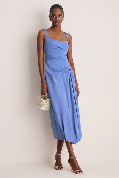 Bluebell Faille Scoop Neck Bubble Dress