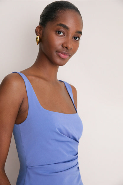Bluebell Faille Scoop Neck Bubble Dress