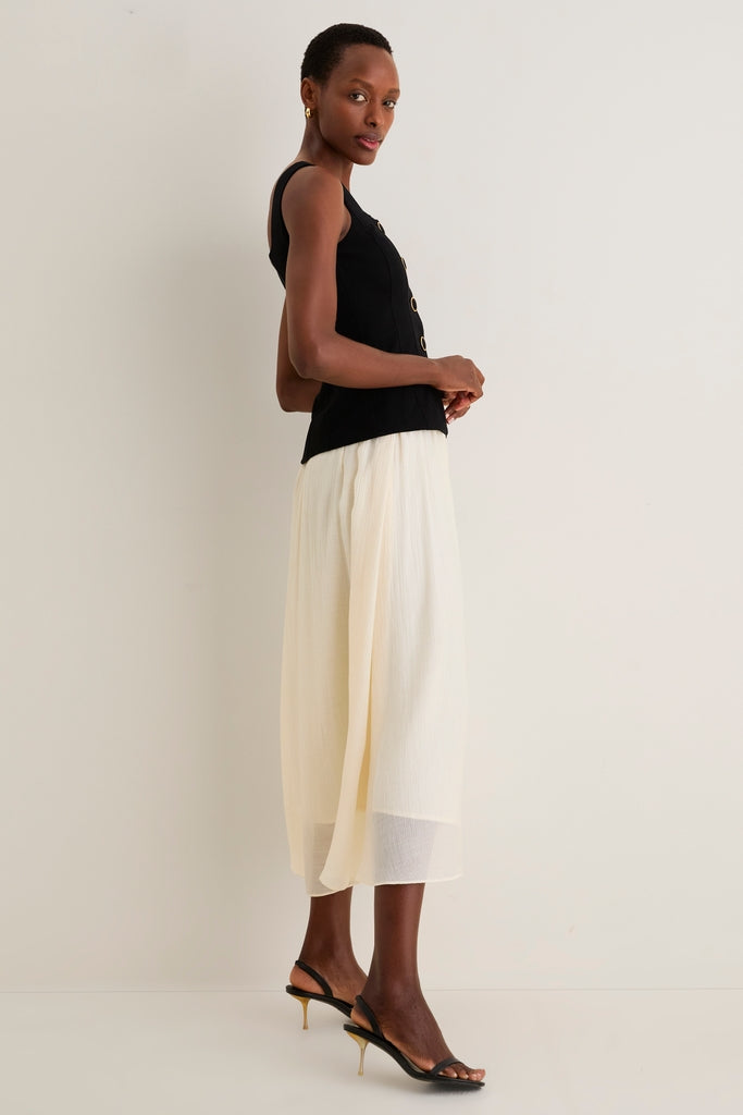 Black and Ivory Square Neck Vest Midi Dress