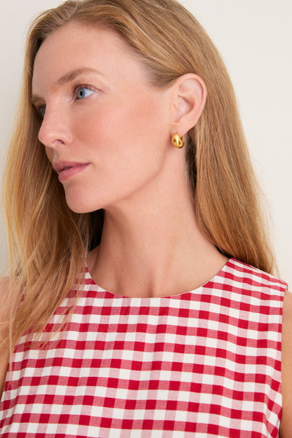 Apple Red Gingham Stella Midi Dress