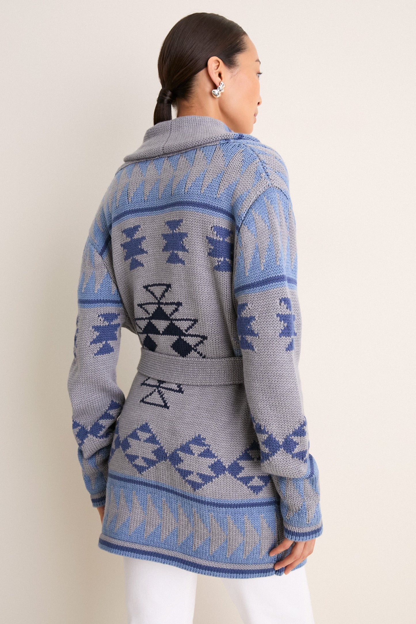 Blue Gray Wool Teddy Ranch Wrap Cardigan