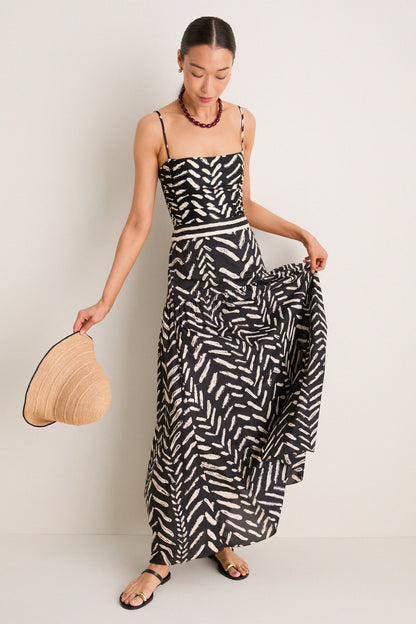 Black and Ecru Cotton Rituales Maxi Skirt