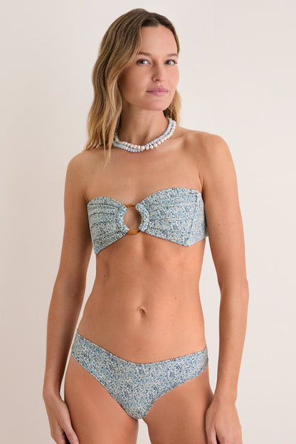 Blue Petite Fleur Tori Ties Bandeau Bikini Top