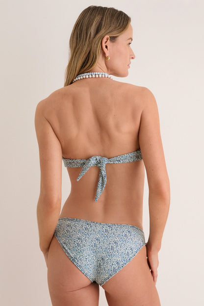 Blue Petite Fleur Tori Ties Bandeau Bikini Top
