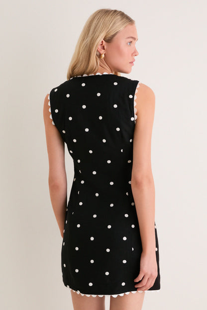 Black Heather Embroidered Mini Dress