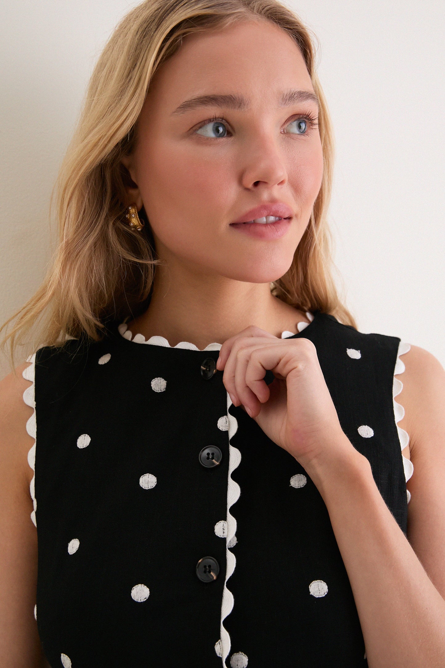 Black Heather Embroidered Mini Dress
