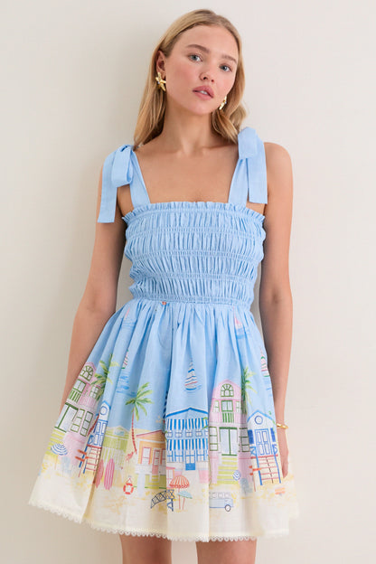 Blue Pink Multi Dawn Mini Dress