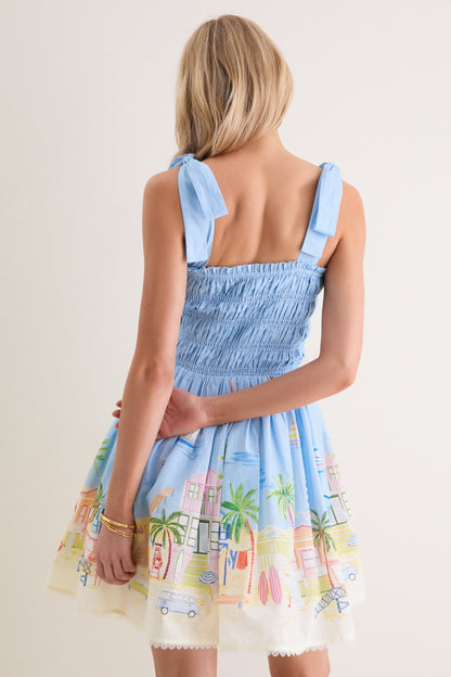 Blue Pink Multi Dawn Mini Dress