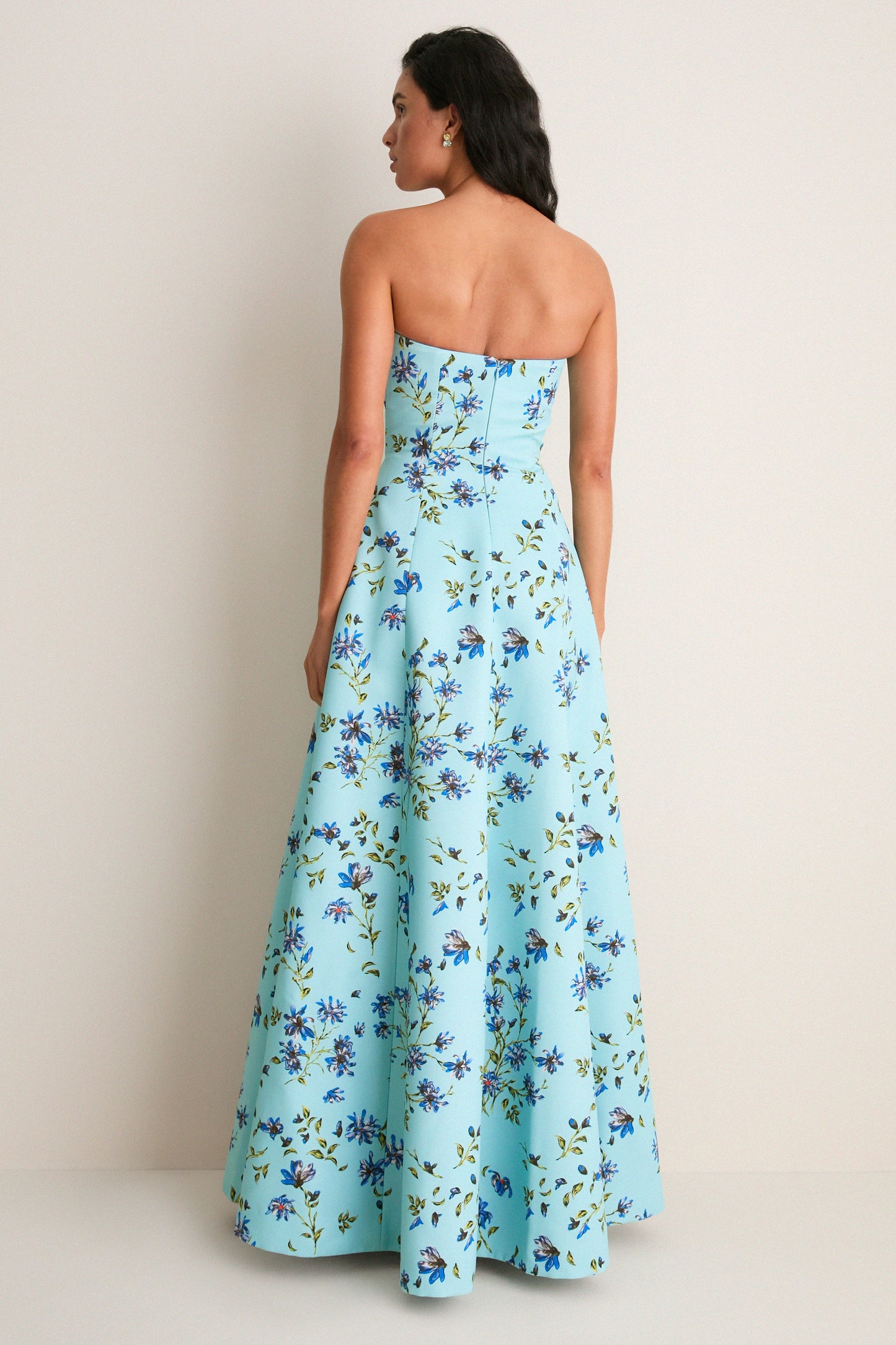 Blue Magnolia Print Ragna Gown