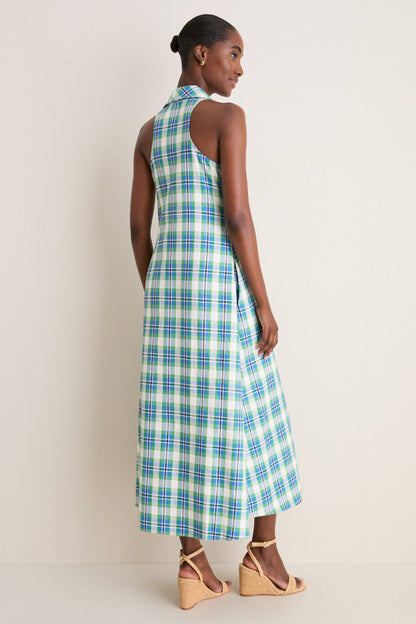 Blue and Green Patio Plaid Take it or Sleeveless Dress