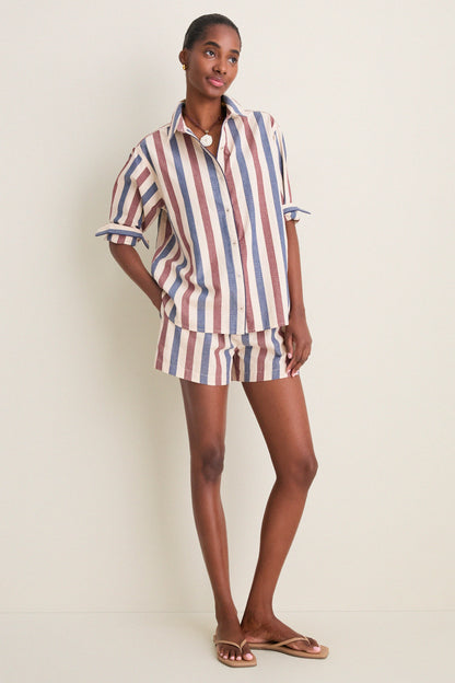 Boardwalk Stripe Seersucker Stripe Raven Shorts