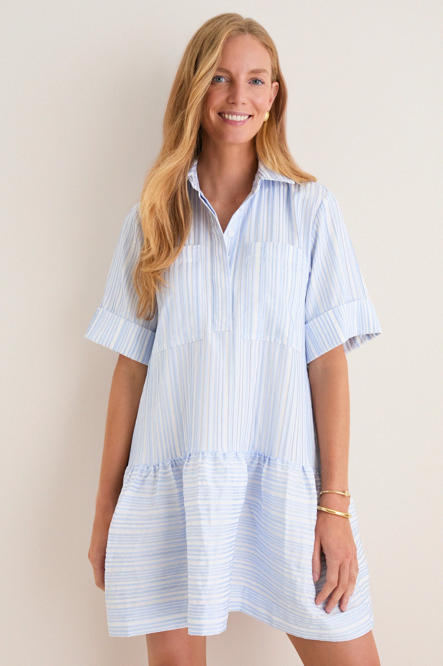 Blue Stripe Cris Shirt Dress