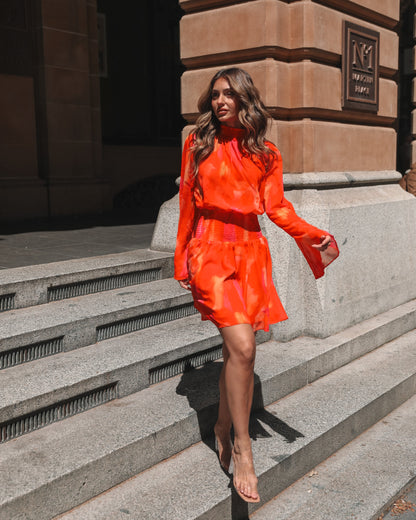 Daenerys Dress - Orange Print | Women's Printed Party Dress