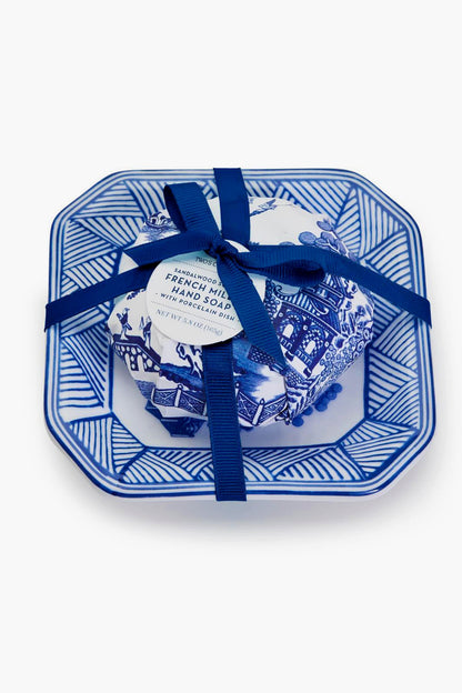 Blue Willow Sandalwood Soap with Porcelain Tray