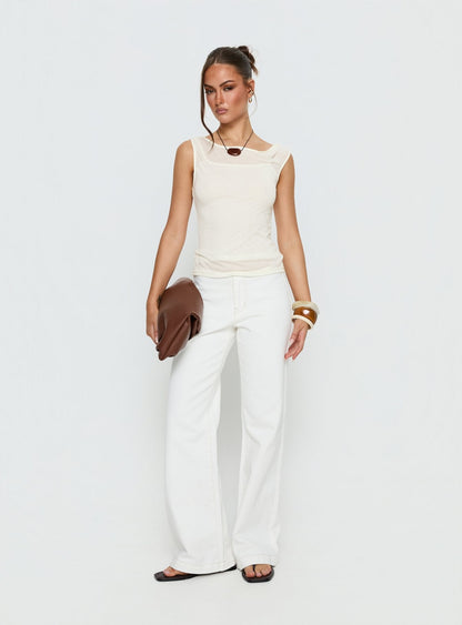 Skaia Layered Sheer Top Cream