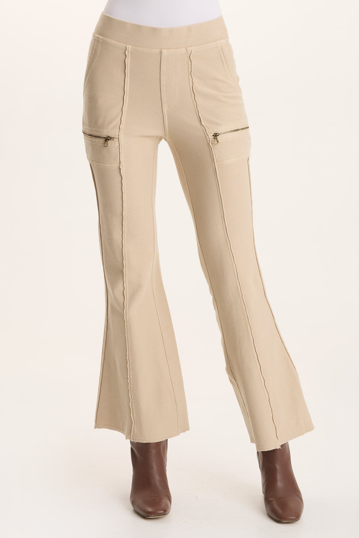 Ninian Twill Knit Zipper Pocket Flared Pant