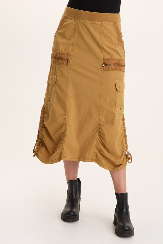 Shea Ruched Detail Cargo Midi Skirt