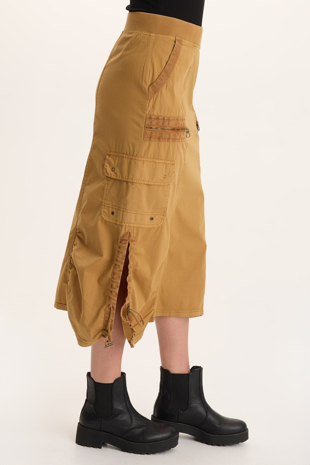 Shea Ruched Detail Cargo Midi Skirt