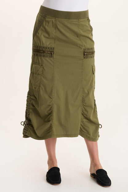 Shea Ruched Detail Cargo Midi Skirt