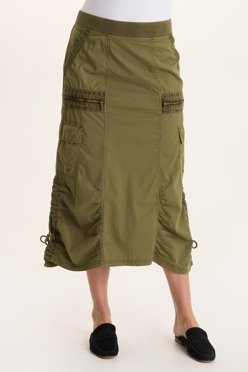 Shea Ruched Detail Cargo Midi Skirt