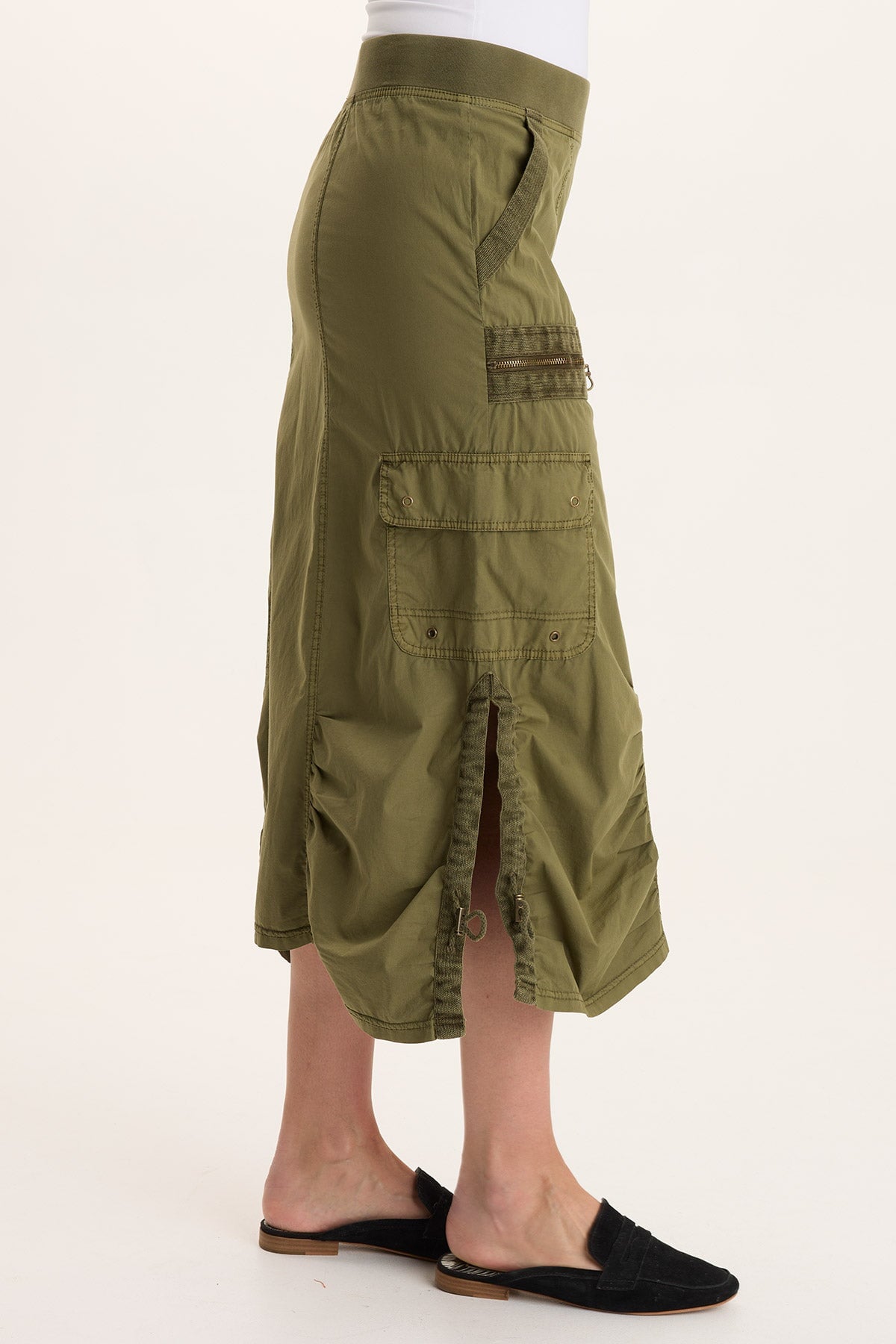 Shea Ruched Detail Cargo Midi Skirt