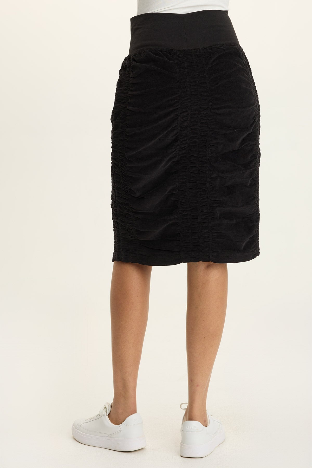 Trace Cord Ruched Midi Skirt