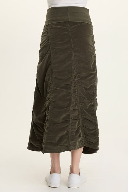 Cord Shirred Peasant Skirt