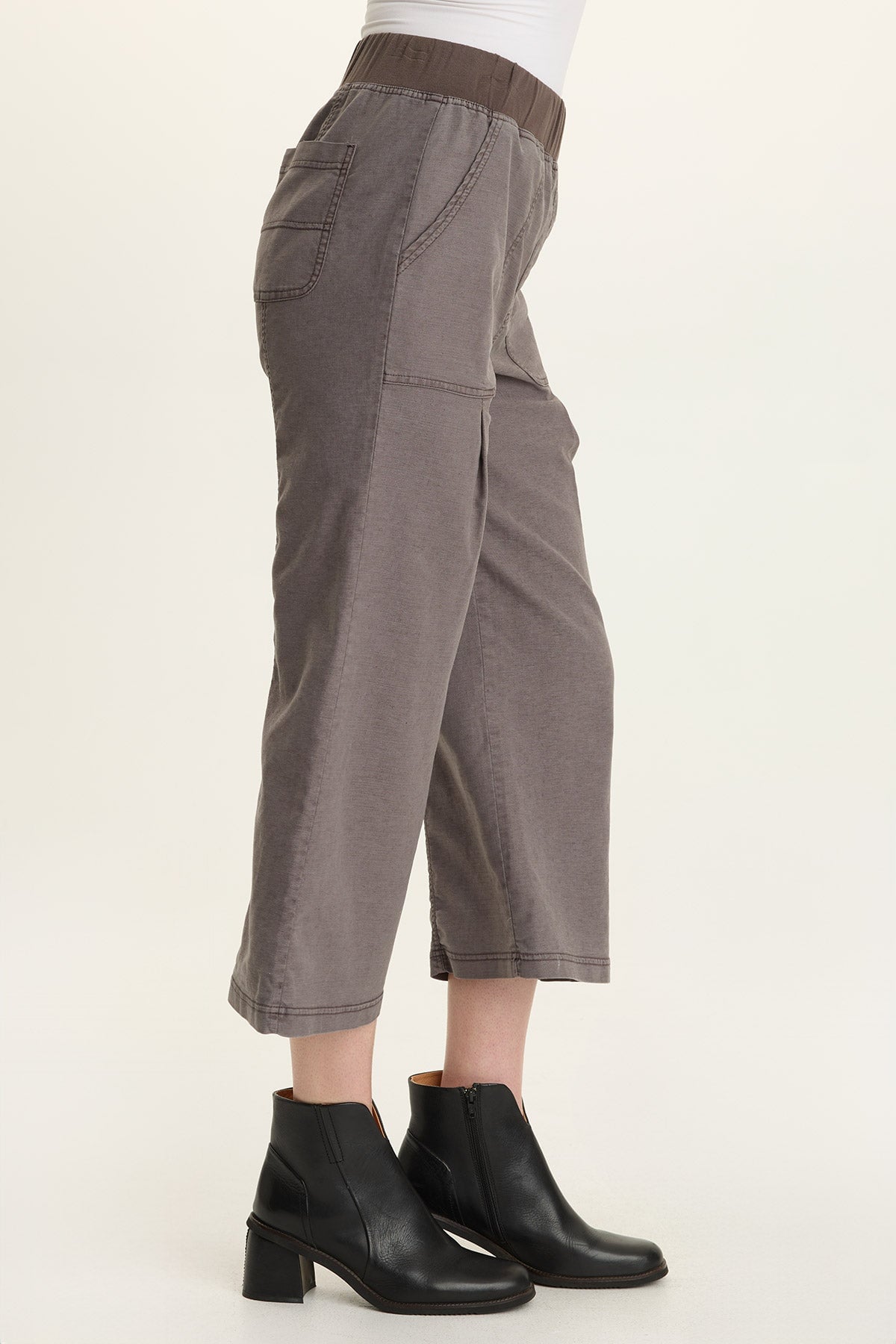 Eileen Twill Wide-Leg Crop Pant