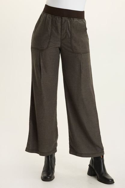 Riven Twill Wide Leg Pull-On Pant