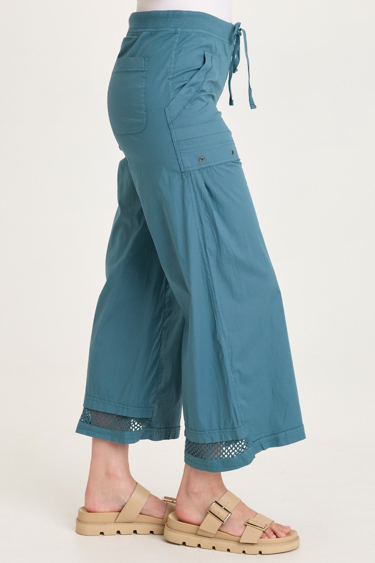 Roel Poplin/Mesh Gaucho Crop