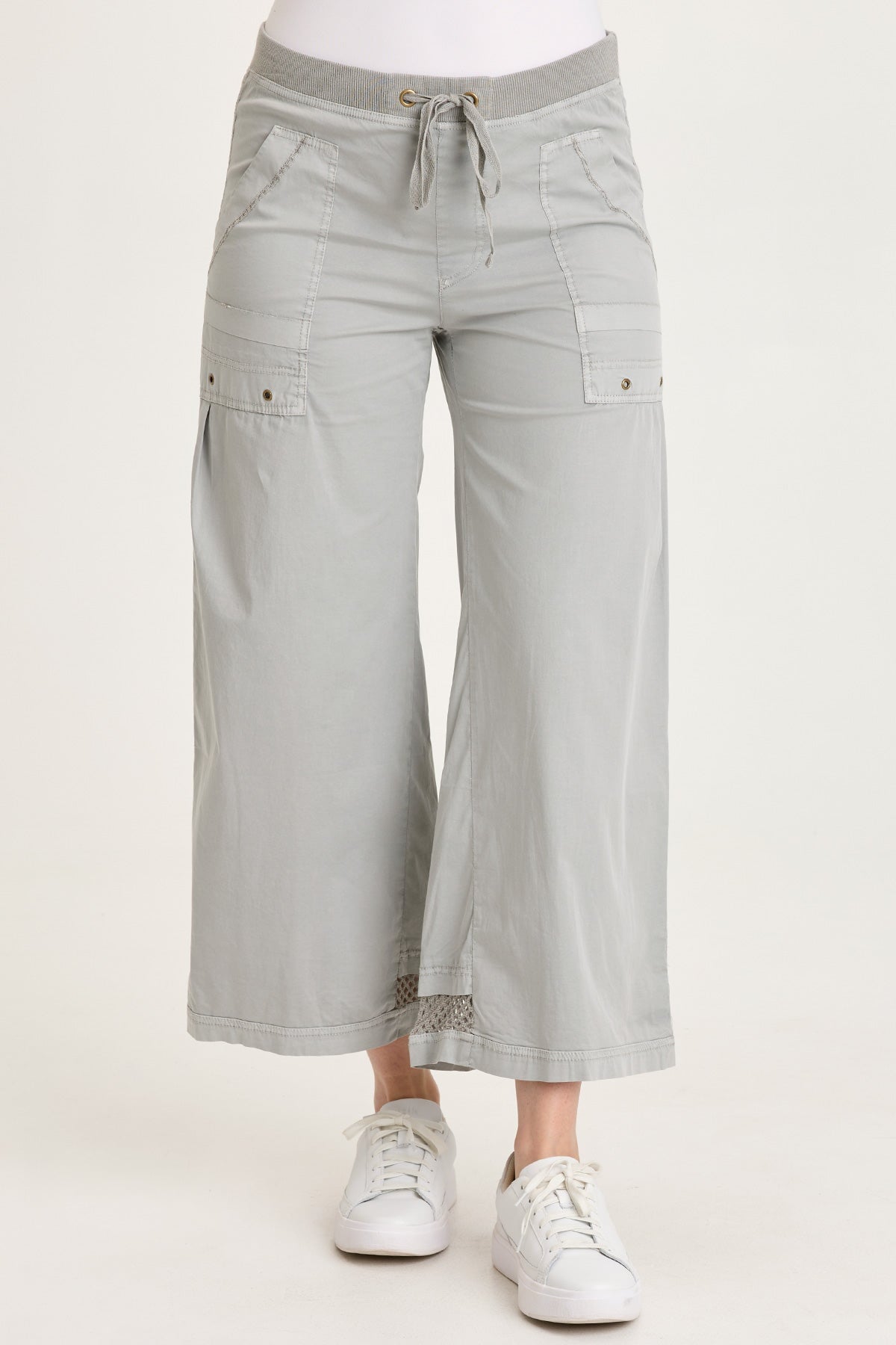 Roel Poplin/Mesh Gaucho Crop