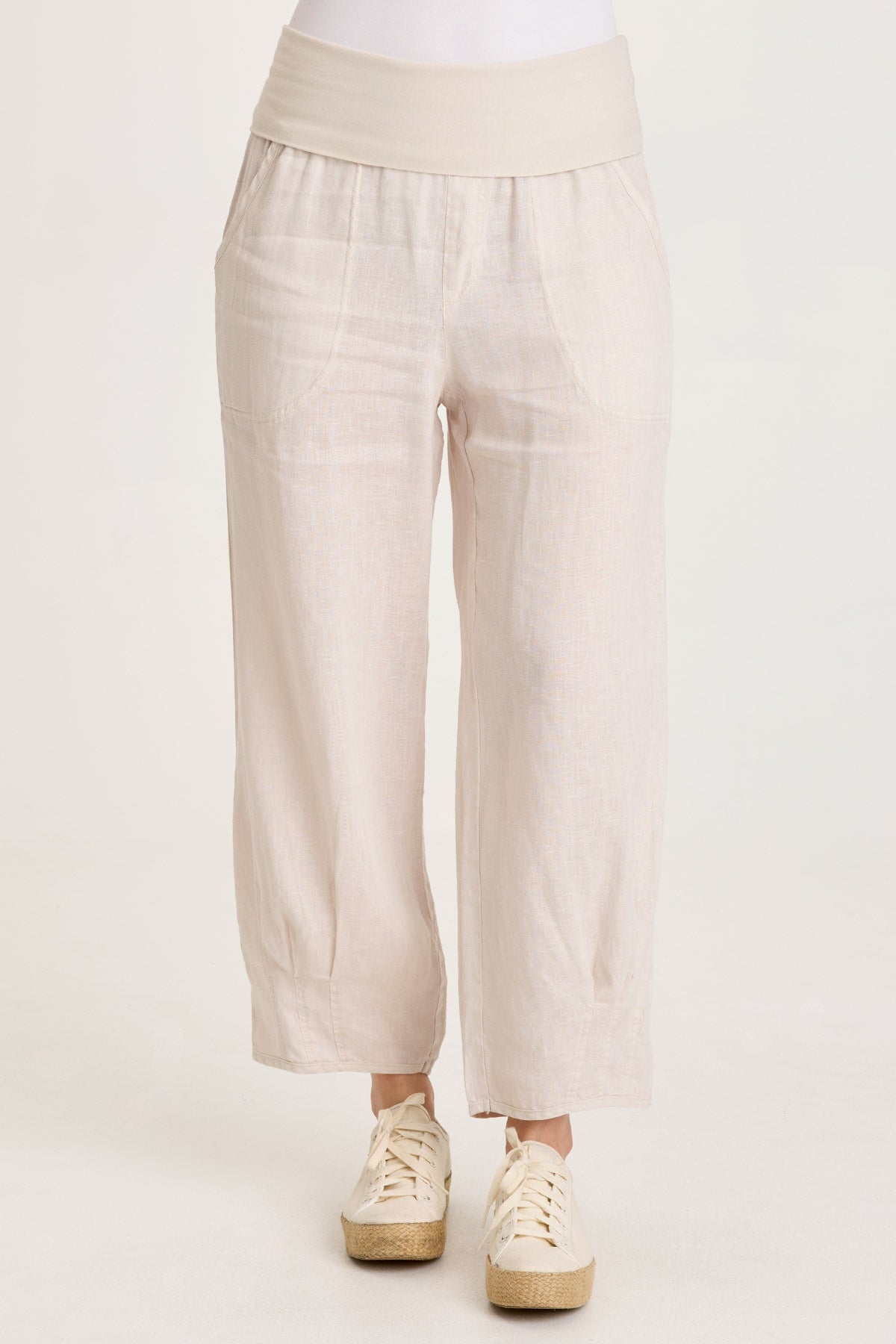 Vasco Linen Barrel Leg Crop