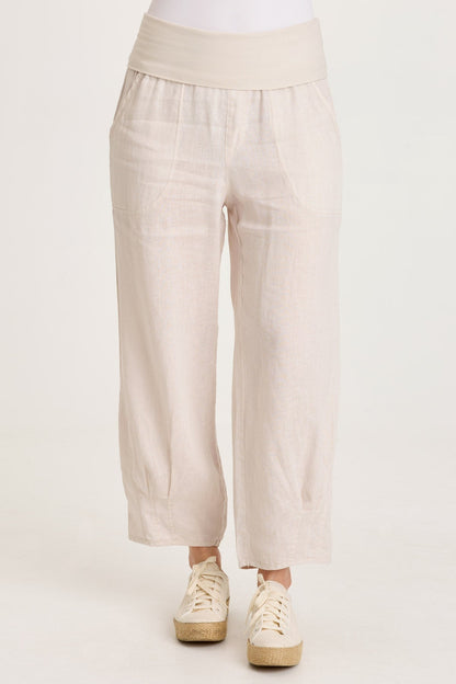 Vasco Linen Barrel Leg Crop
