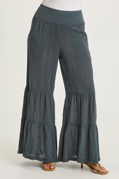 Lando Gauze Tiered-Bottom Pant