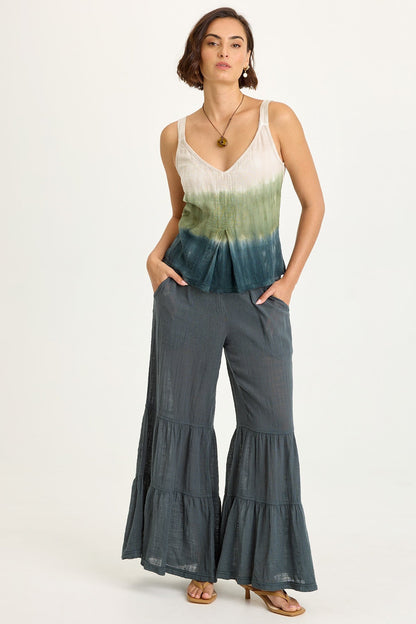 Lando Gauze Tiered-Bottom Pant