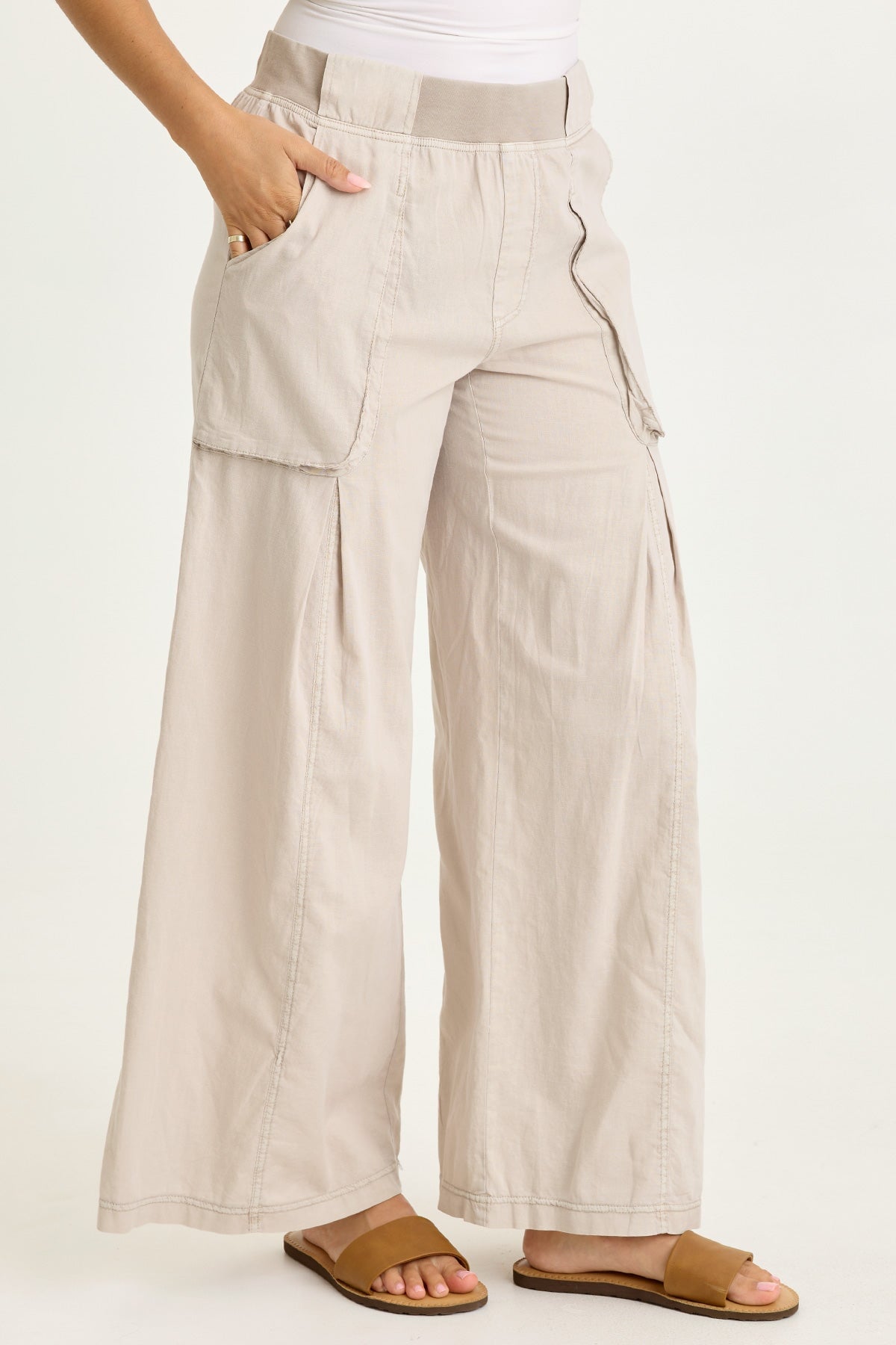 Charli Linen Inverted Box Pleat Pants