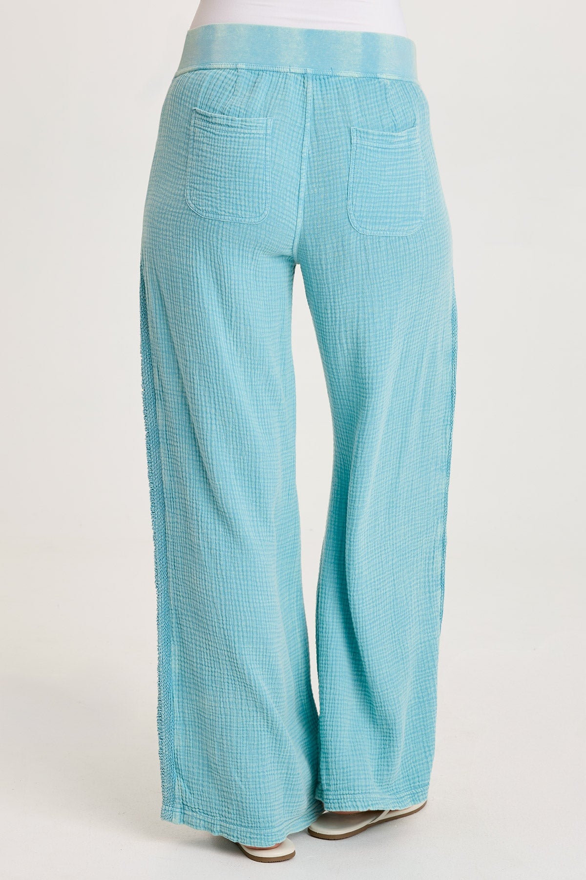 Elu Gauze Lace Trim Wide Leg Pant