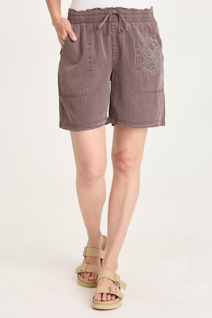 Lynn Embroidered Pinstripe Short