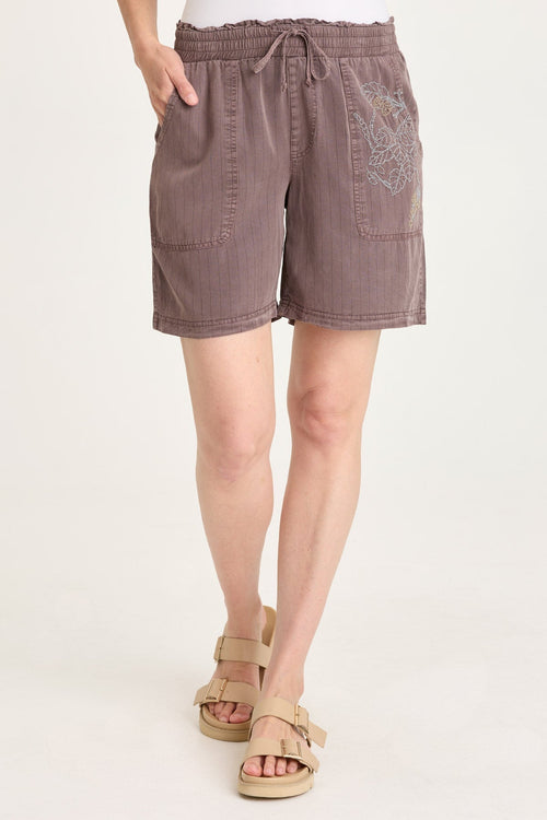 Lynn Embroidered Pinstripe Short