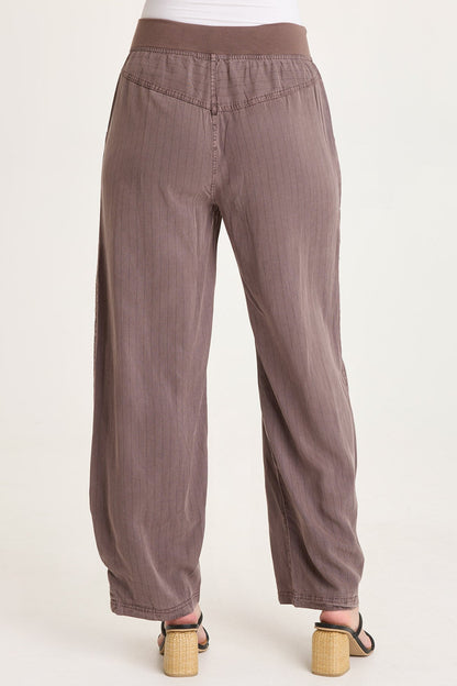 Carell Embroidered Pinstripe Pleated Leg Pant