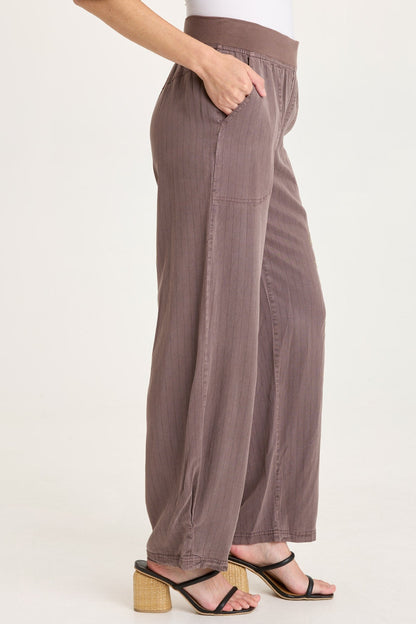 Carell Embroidered Pinstripe Pleated Leg Pant